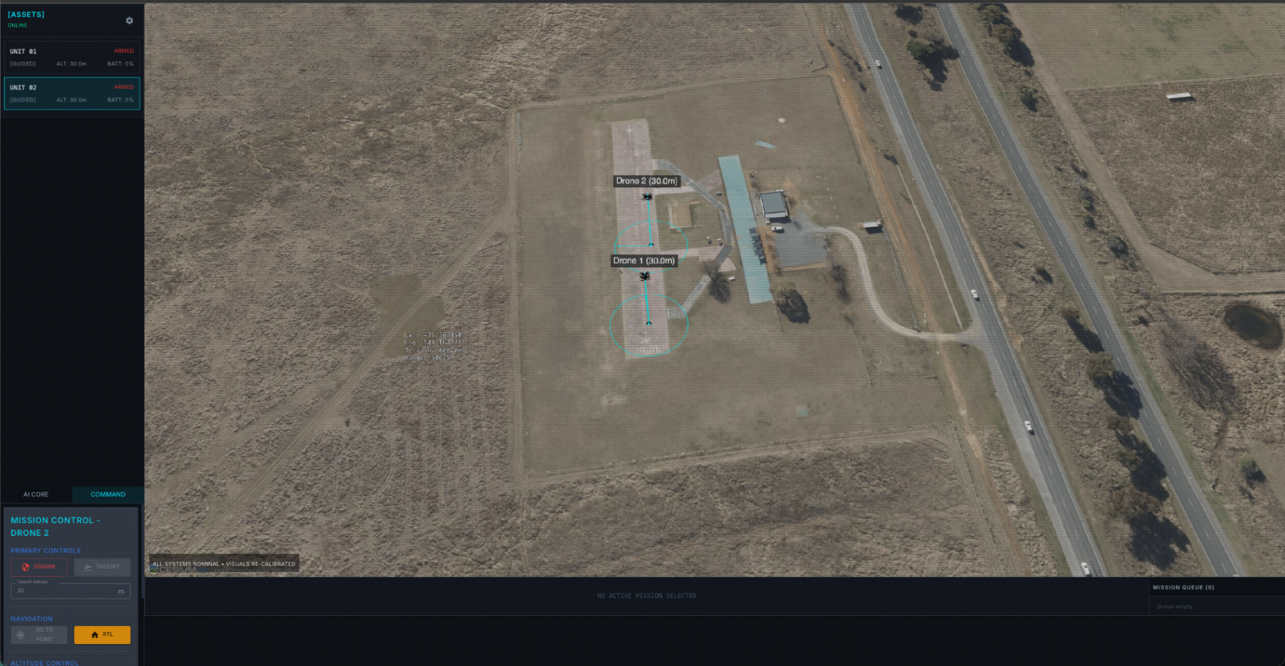 Tactical Ground Control Station — web-based multi-drone management interface