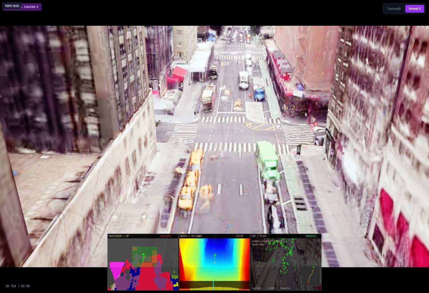 Second viewport angle showing depth columns and SLAM tracking